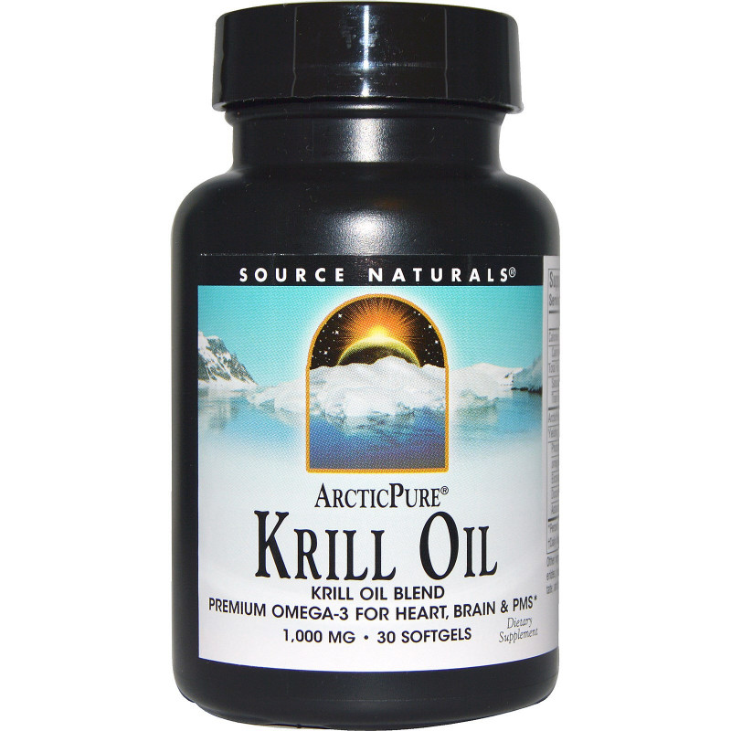 Source Naturals, Арктическая чистота, Масло морского криля, 1,000 мг, 30 капсул