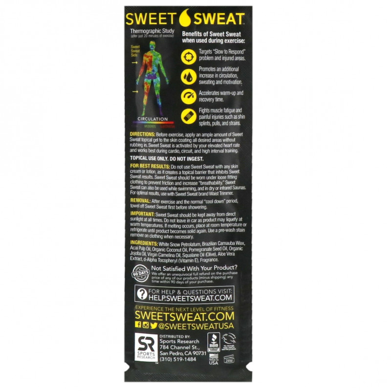 Sports Research, Триммер для талии Sweet Sweat, размер M, черный и желтый, 1 шт.