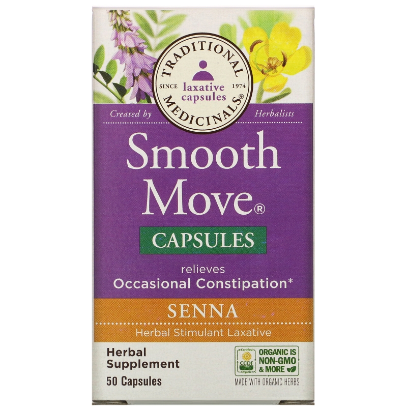 Traditional Medicinals, Smooth Move Capsules, Senna, 50 Capsules