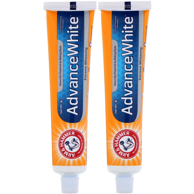 Arm & Hammer, Advance White, Extreme Whitening Toothpaste, Clean Mint, Twin Pack, 6.0 oz (170 g) Each