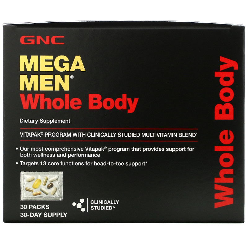 GNC Mega Men, Whole Body, VITAPAK Program With Multivitamin Blend, 30 Packs