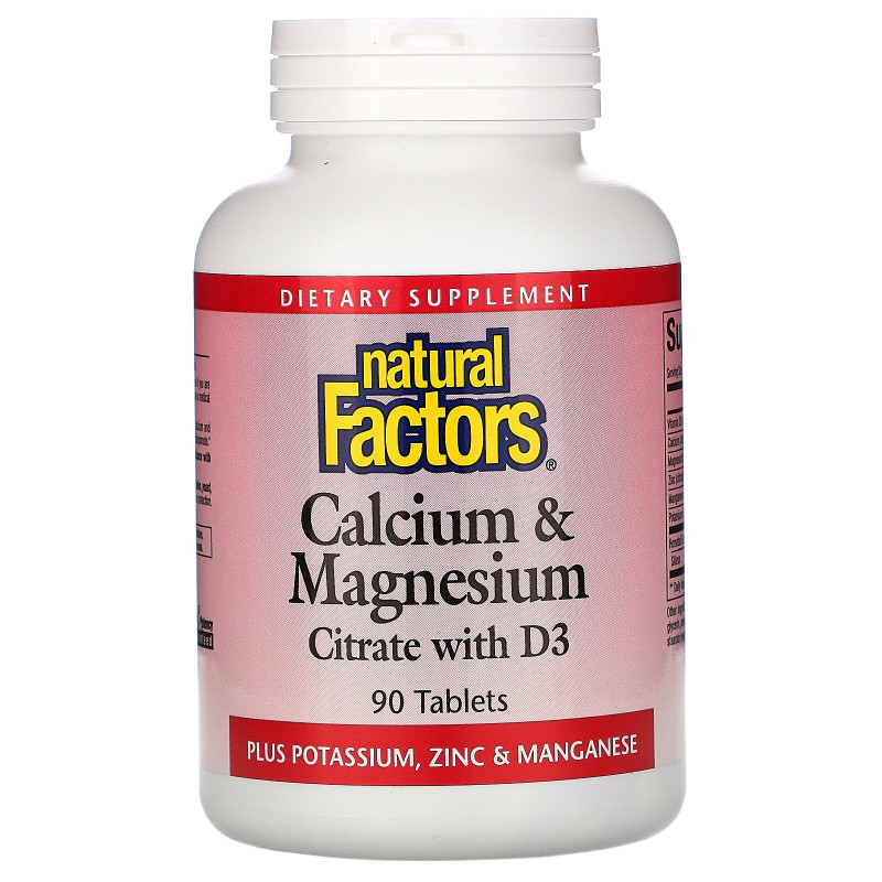 Natural Factors, Calcium & Magnesium, Citrate with D3, 90 Tablets