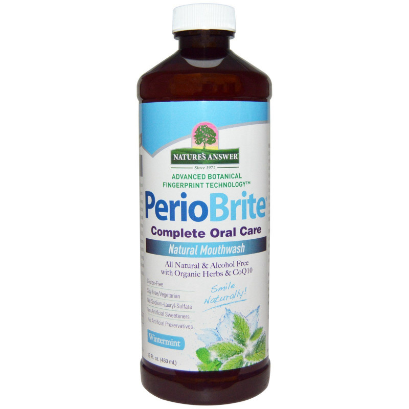 Nature's Answer, PerioBrite, натуральная жидкость для полоскания рта, зимняя мята, 16 жидких унций (480 мл)