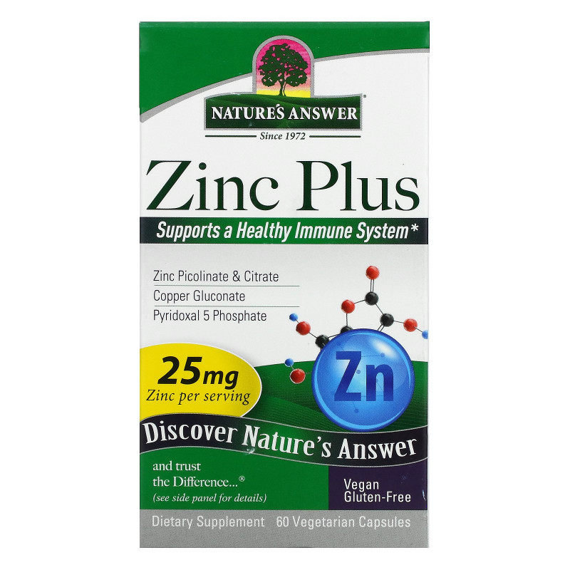 Nature's Answer, Zinc Plus, 25 mg, 60 Vegetarian Capsules