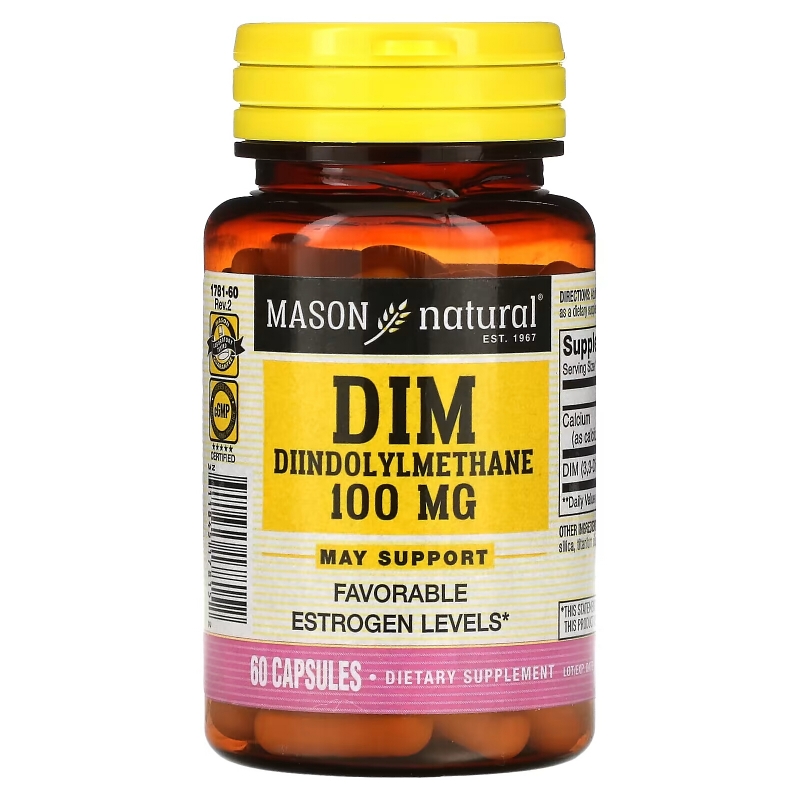 Mason Natural, Дииндолилметан (DIM), 100 мг, 60 капсул