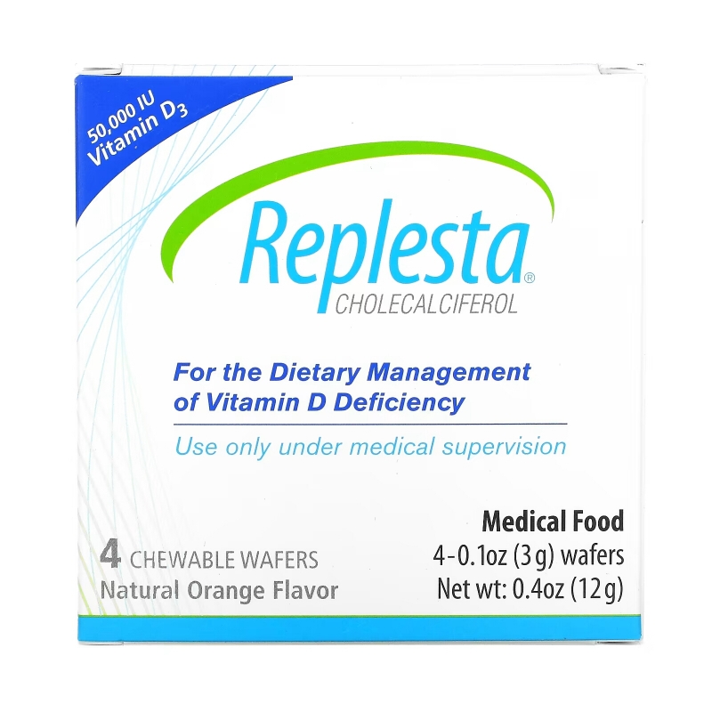 Replesta, Cholecalciferol, Natural Orange, 50,000 IU, 4 Chewable Wafers