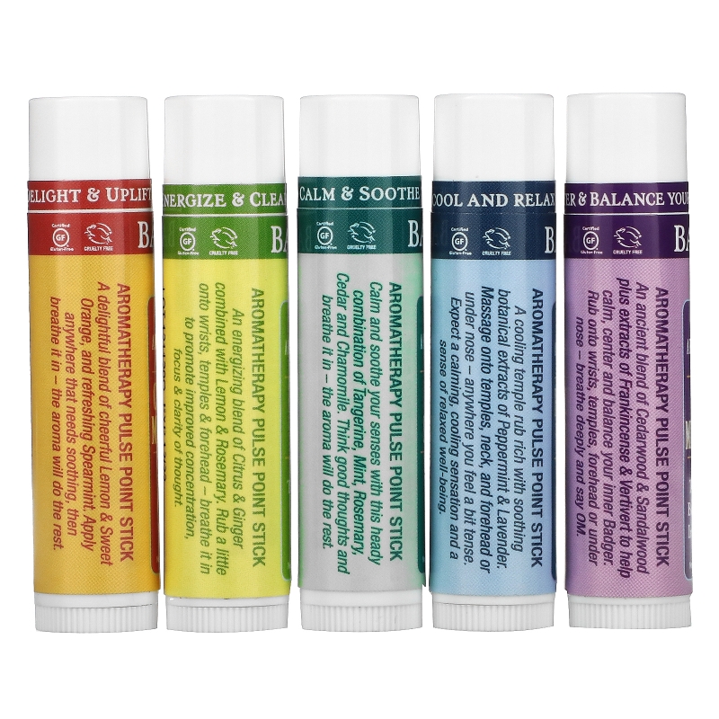 Badger Company, Aromatherapy Travel Kit, 5 Pack, .15 oz (4.3 g) Each