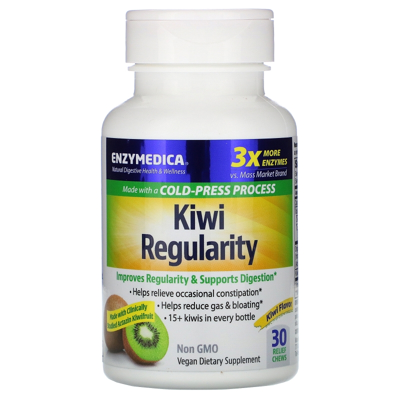 Enzymedica, Kiwi Regularity, Kiwi Flavor, 30 Relief Chews