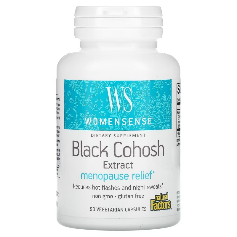 Natural Factors, WomenSense, Black Cohosh Extract, Menopause Relief, 90 Vegetarian Capsules