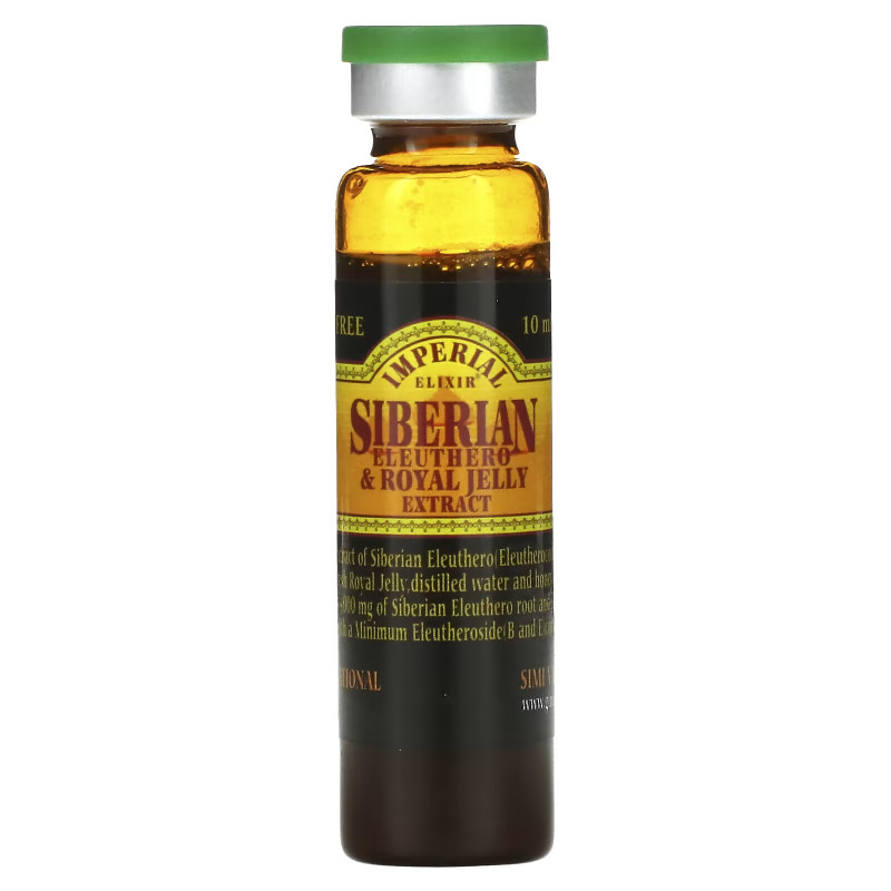 Imperial Elixir Siberian Eleuthero & Royal Jelly Extract Alcohol Free 4000 mg 10 Bottles 0.34 fl oz (10 ml) Each