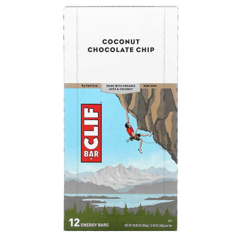 Clif Bar, Energy Bar, Coconut Chocolate Chip, 12 Bars, 2.40 oz (68 g) Each