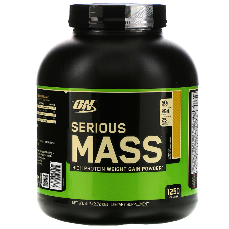 Optimum Nutrition Serious Mass High Protein Weight Gain Powder Banana 6 lbs (2.72 kg)