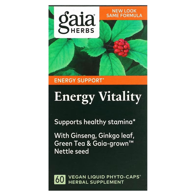 Gaia Herbs, Energy Vitality, 60 веганских капсул Liquid Phyto-Caps