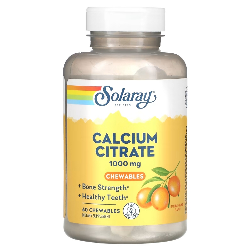 Solaray, Calcium Citrate, Natural Orange, 250 mg, 60 Chewables