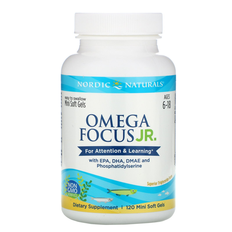 Nordic Naturals, Omega Focus Junior, 120 маленьких мягких капсул