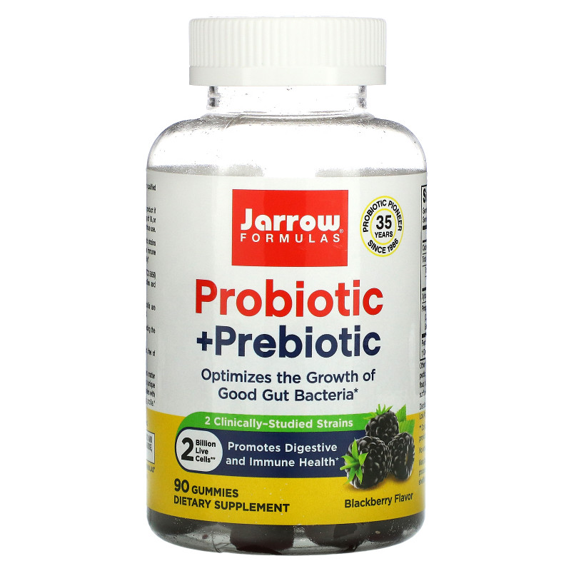 Jarrow Formulas, Probiotic + Prebiotic, Blackberry, 2 Billion, 90 Gummies