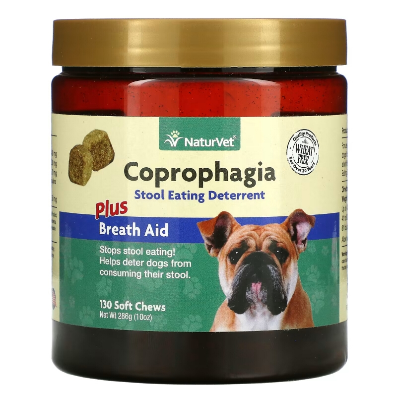 NaturVet, Coprophagia, Stool Eating Deterrent Plus Breath Aid, 130 Soft Chews, 10 oz (286 g)