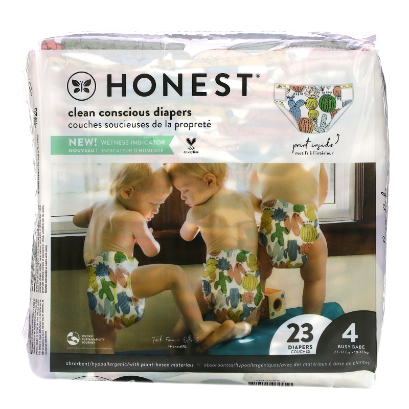 The Honest Company, Honest Diapers, Size 4, 22-37 Pounds, Pandas, 23 Diapers