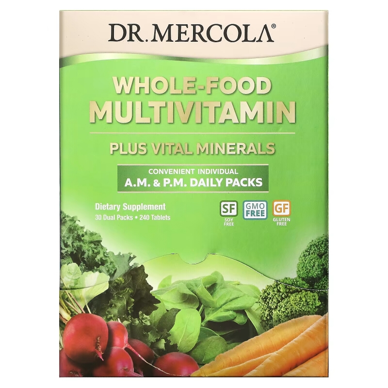 Dr. Mercola, Whole-Food Multivitamin A.M. & P.M. Daily Packs, 30 Dual Packs