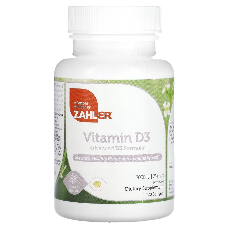 Zahler, Vitamin D3, Advanced D3 Formula, 75 mcg (3,000 IU), 120 Softgels