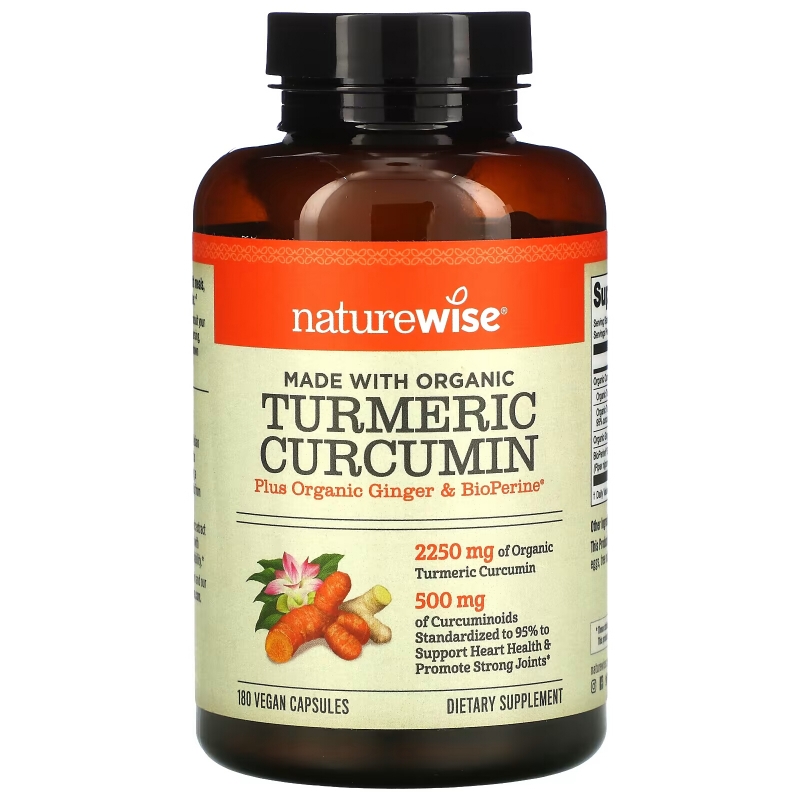 NatureWise, Organic Turmeric Curcumin, 180 Vegan Capsules