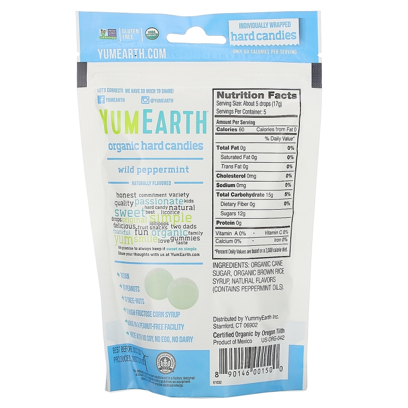 Yummy Earth Натуральная освежающая мята дикая перечная мята 3.3 унций (93.5 г)