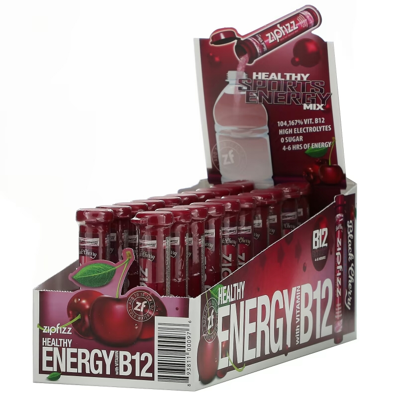 Zipfizz, Healthy Sports Energy Mix with Vitamin B12, Black Cherry, 20 Tubes, 0.39 oz (11 g) Each