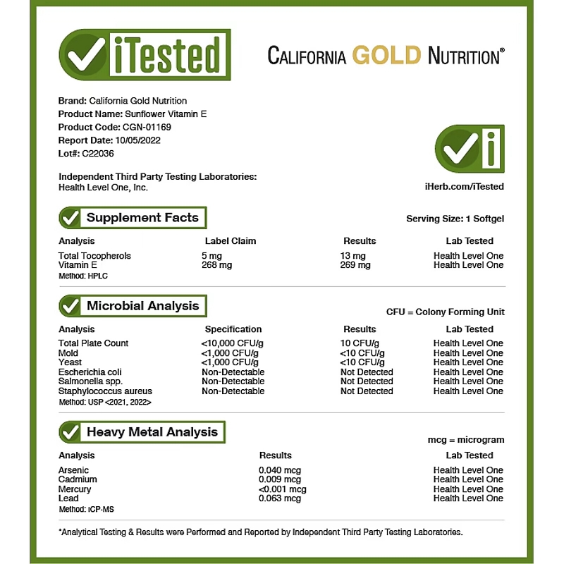 California Gold Nutrition, Витамин E из подсолнечника, Без ГМО, со смешанными токоферолами, 400 МЕ, 90 вегетарианских мягких таблеток