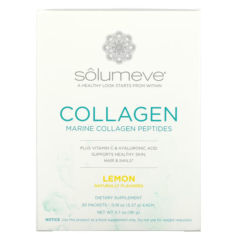 Solumeve, Collagen Peptides Plus Vitamin C & Hyaluronic Acid, Lemon, 30 Packets, 0.18 oz (5.15 g) Each