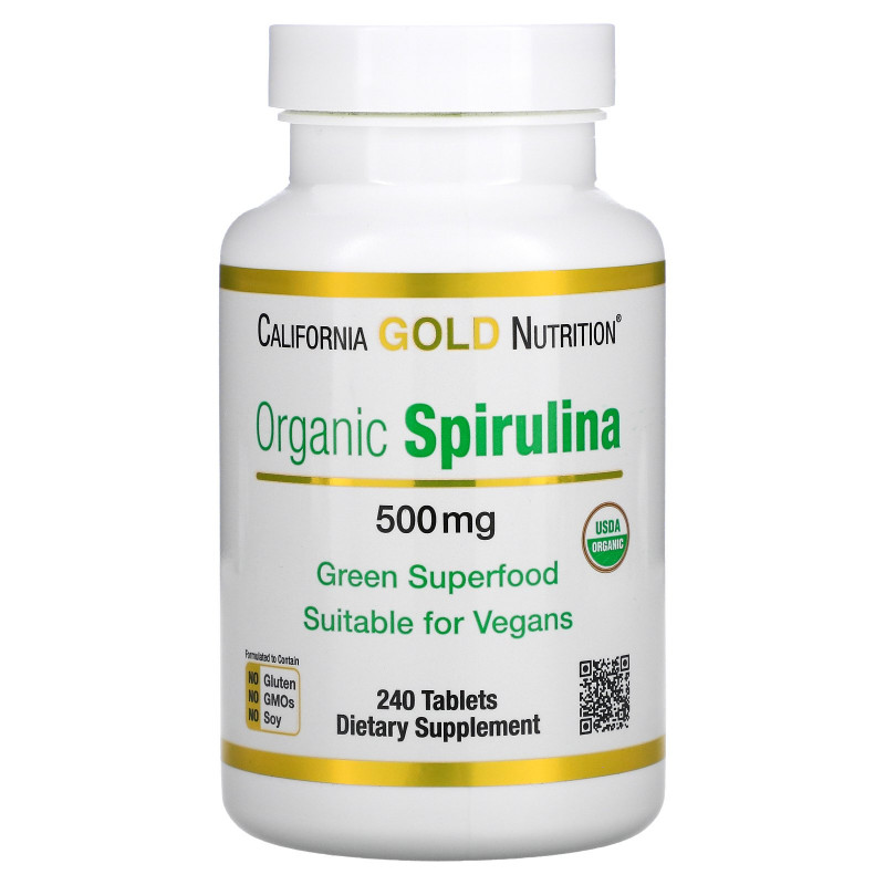 California Gold Nutrition, Organic Spirulina, 500 mg, 240 Tablets