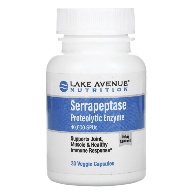 Lake Avenue Nutrition, Serrapeptase, Proteolytic Enzyme, 40,000 SPUs, 30 Veggie Capsules