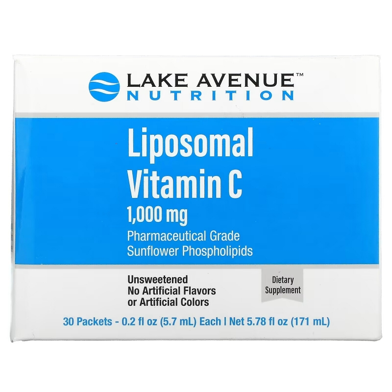 Lake Avenue Nutrition, Liposomal Vitamin C , 1,000 mg , 30 Packets, 0.2 oz (5.7 ml) Each